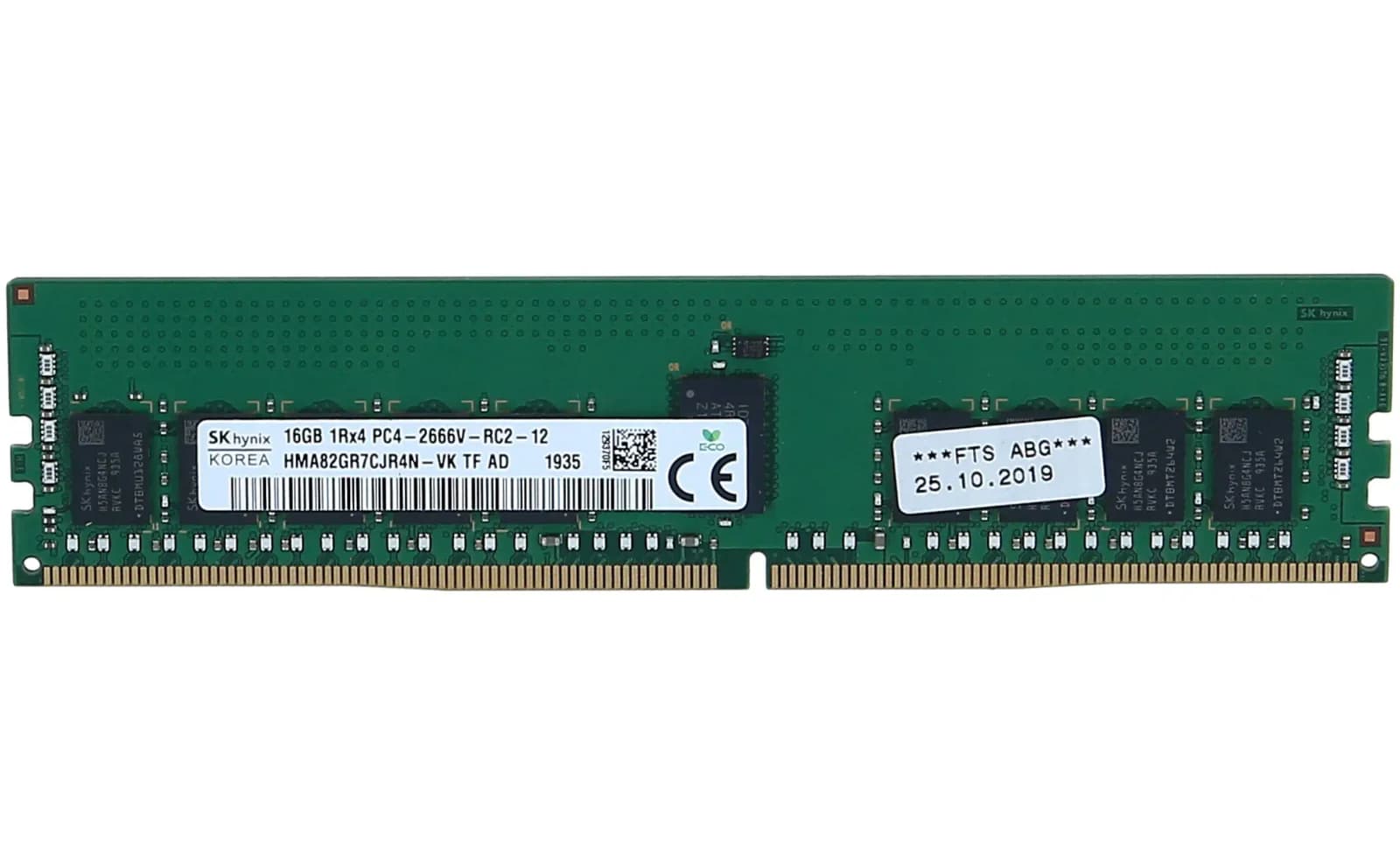 SK Hynix DDR4, module, 16 GB, DIMM 288-pin, 2666 MHz / PC4-21300, CL19, 1.2 V, registered, ECC (HMA82GR7CJR4N-VK)