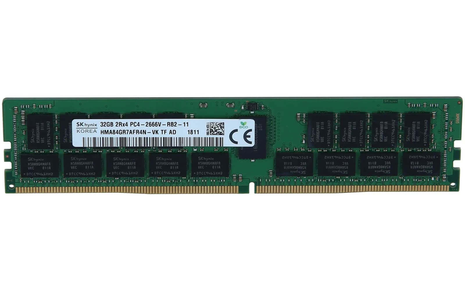 SK Hynix 32GB PC4-21300V DIMM Dual Rank x4 DDR4-2666 ECC Registered, 32 GB, DDR4, MHz, ECC, DIMM (HMA84GR7AFR4N-VK)