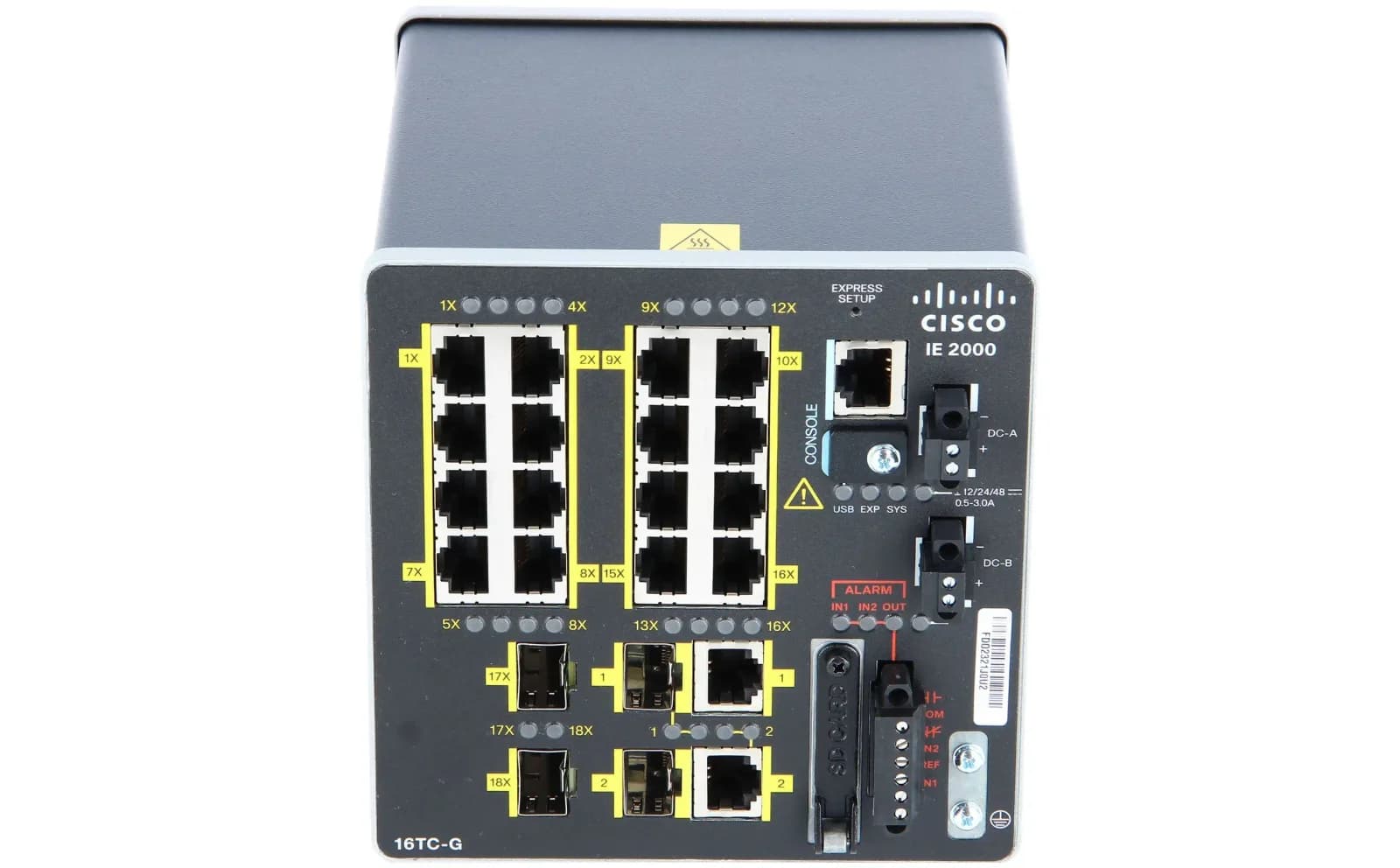 Cisco Industrial Ethernet 2000 Series, Switch, Managed, 16 x 10/100 + 2 x combo Gigabit SFP + 2 x Fast Ethernet SFP, DIN rail mountable (IE-2000-16TC-G-E)