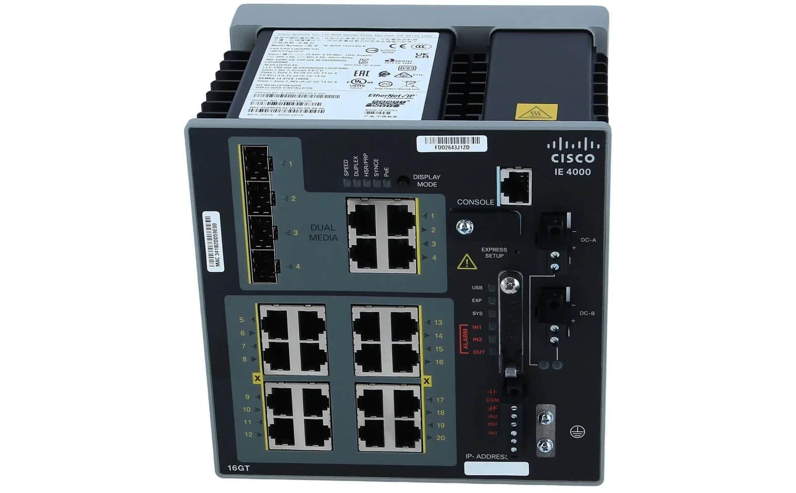 Cisco Industrial Ethernet 4000 Series, Switch, управляемый (IE-4000-16GT4G-E)