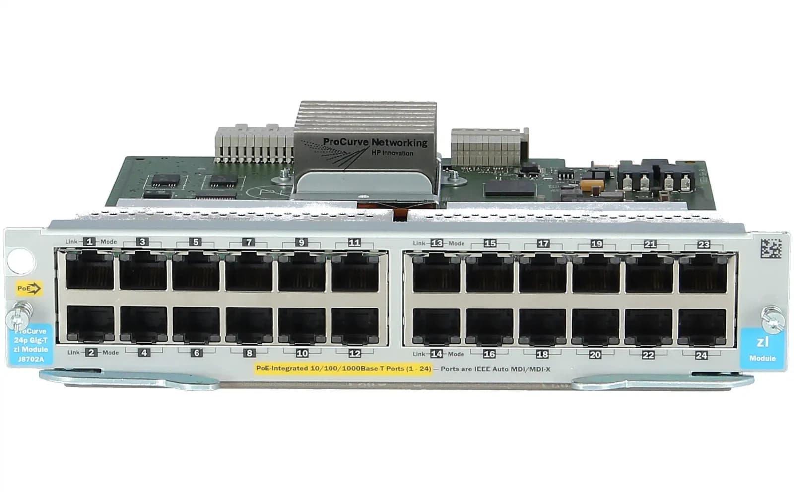 HPE HP 24-port 10/100/1000 PoE zl Module: A 24-port zl Module with 24 10/100/1000 PoE ports for 5400/8200 zl series (J8702A)