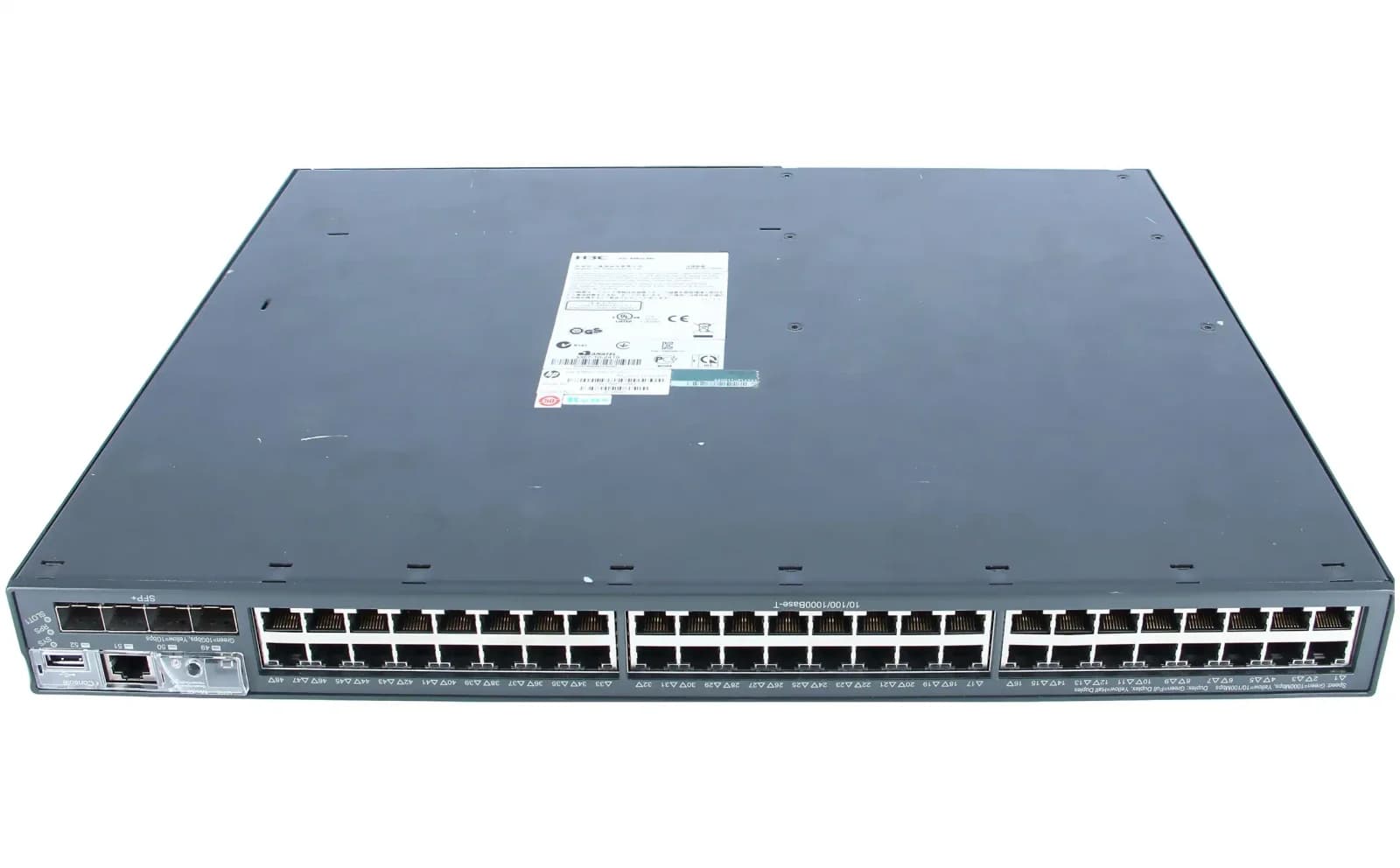 HPE 5800-48G Switch, Switch, Kupferdraht, Glasfaser (LWL) 1.000 Mbps, 52-Port 1U, Extern (JC105A)