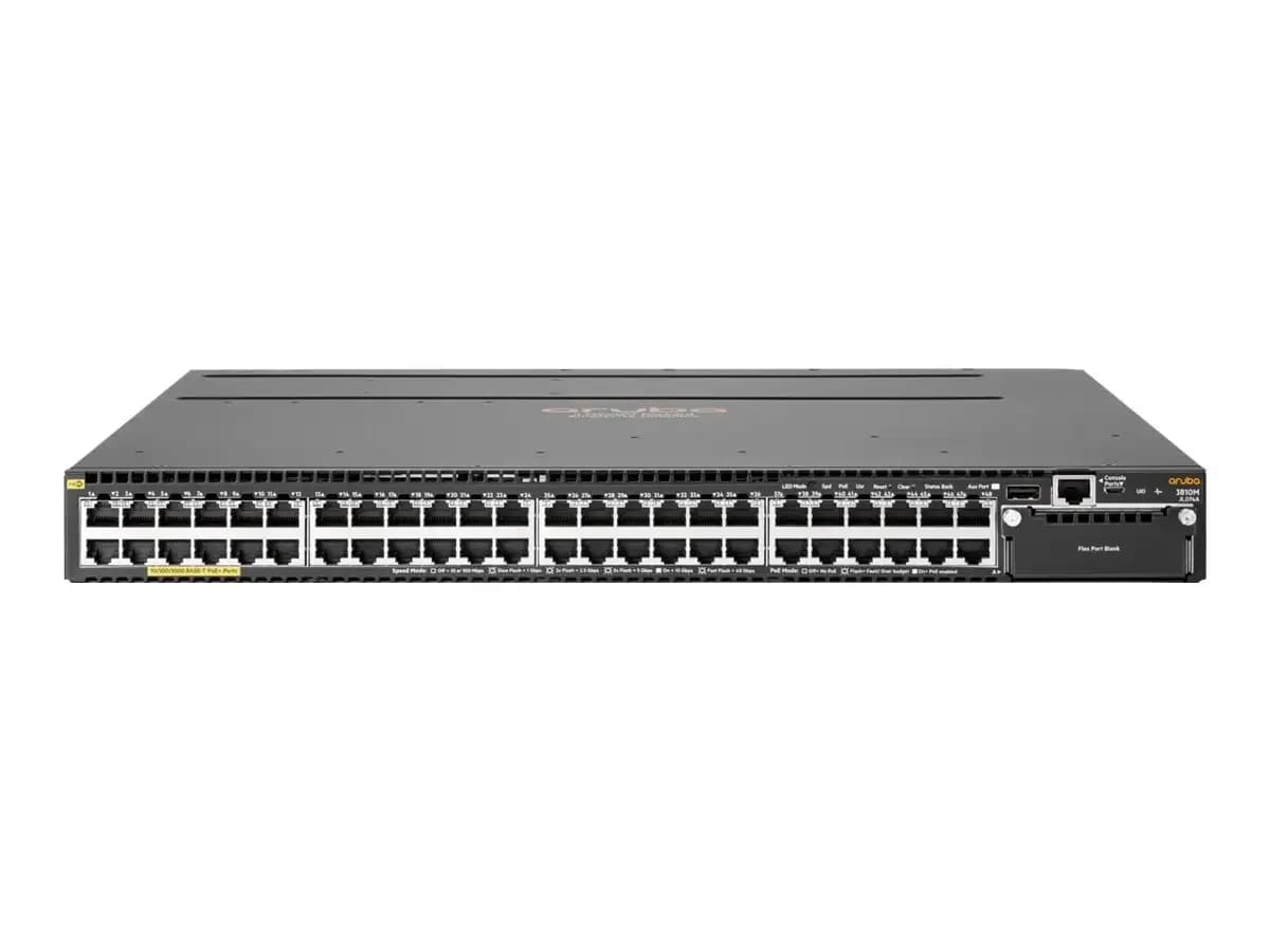 HPE Aruba 3810M 48G PoE+ 4SFP+ 1050W gemanaged L3 Gigabit Ethernet (10/100/1000) Energie Über Ethernet (PoE) Unterstützung 1U Grau (JL429A)