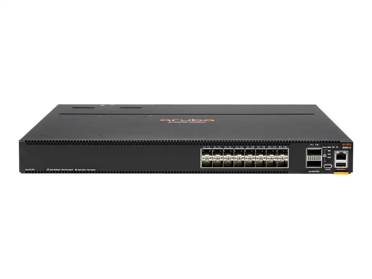 HPE Aruba CX 8360-16Y2C V2, Switch, L3, Managed, 16 x 1/10/25 Gigabit Ethernet SFP / SFP+ / SFP28 + 2 x 40/100 Gigabit QSFP+ / QSFP28, back (JL703CABB)
