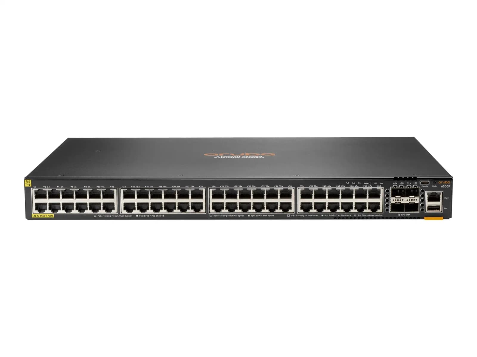 HPE Aruba Networking CX 6200F 48G Class4 PoE 4SFP+ 740W Switch, L3, Managed, 48 x 10/100/1000 (PoE+) + 4 x 1 Gigabit / 10 Gigabit SFP+ (JL728B)