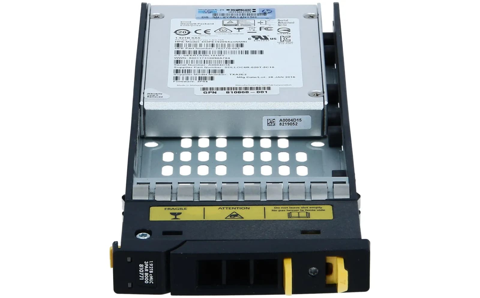 HPE 3PAR, Solid state drive, 1.92 TB, 2.5" SFF, SAS (K2P89B)