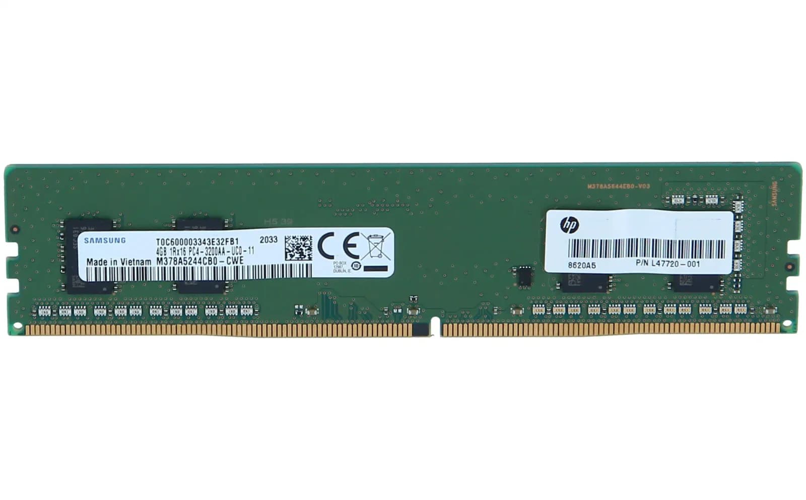 Samsung DDR4, module, 4 GB, DIMM 288-pin, 3200 MHz / PC4-25600, 1.2 V, unbuffered, non-ECC (M378A5244CB0-CWE)