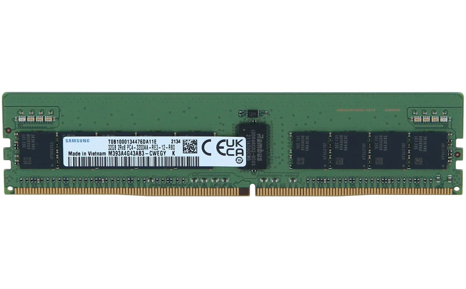 Samsung DDR4, module, 32 GB, DIMM 288-pin, 3200 MHz / PC4-25600, 1.2 V, registered, ECC (M393A4G43AB3-CWE)
