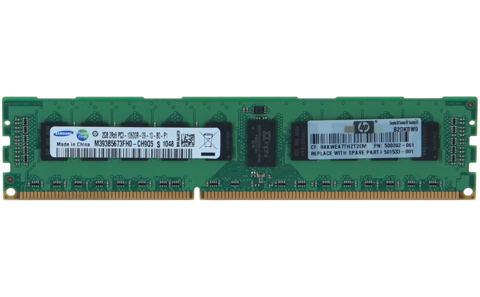 Samsung DDR3, module, 2 GB, DIMM 240-pin, 1333 MHz / PC3-10600, CL9, registered, ECC (M393B5673FH0-CH9)