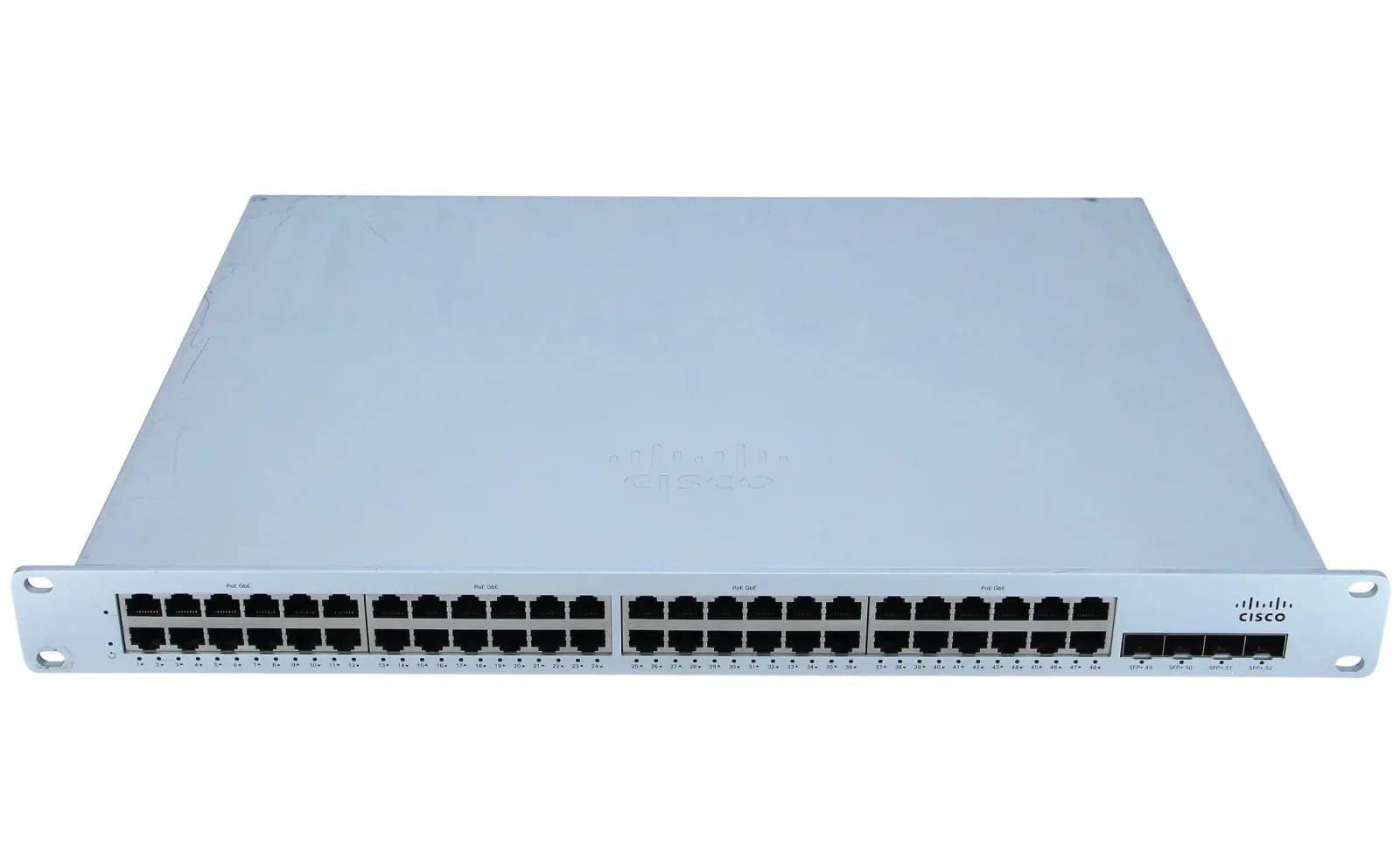 Cisco Meraki Cloud Managed MS225-48FP, Switch, Managed, 48 x 10/100/1000 (PoE+) + 4 x 10 Gigabit SFP+ (uplink), rack-mountable, PoE+ (740 W) (MS225-48FP-HW)