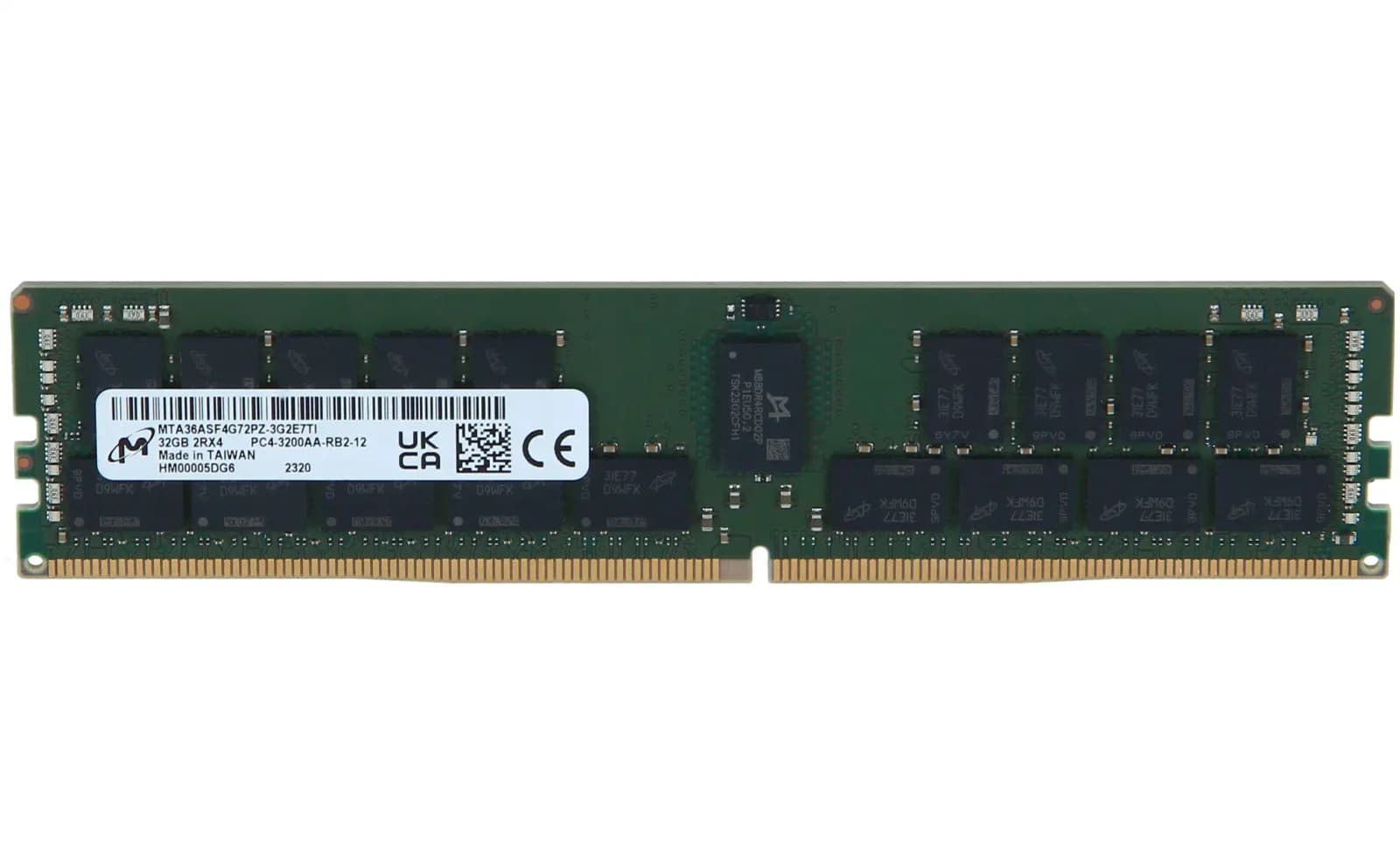 Micron DDR4, module, 32 GB, DIMM 288-pin, 3200 MHz / PC4-25600, CL22, 1.2 V, registered, ECC (MTA36ASF4G72PZ-3G2E7)