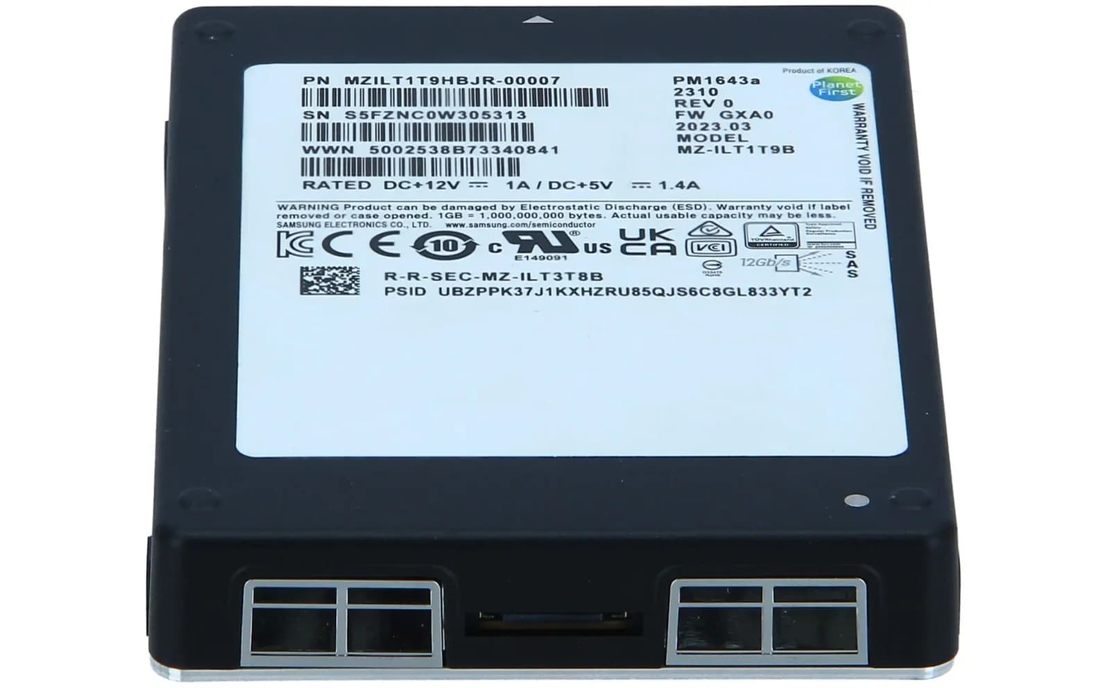 Samsung PM1643a MZILT1T9HBJR, Solid-State Disk, 1.92 TB, внутренний (stasionar) (MZILT1T9HBJR-00007)