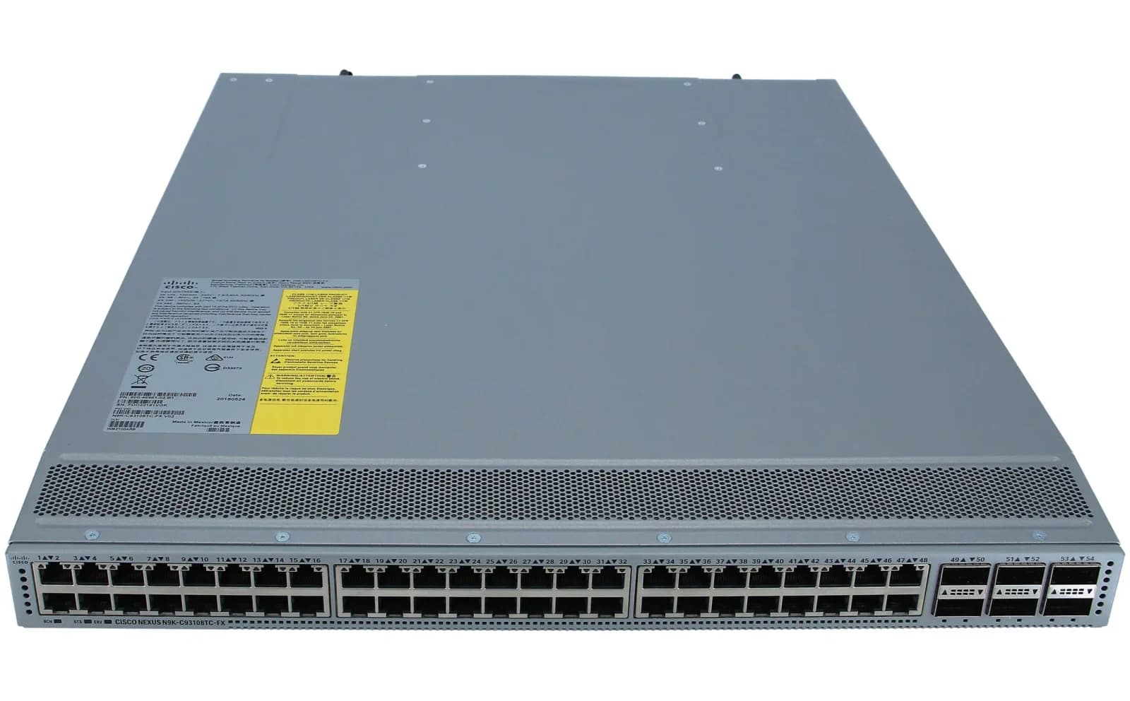 Cisco Nexus 93108TC-FX, Switch, L3, Managed, 48 x 10GBase-T + 6 x 40 Gigabit / 100, Gigabit QSFP28, rack-mountable (N9K-C93108TC-FX)
