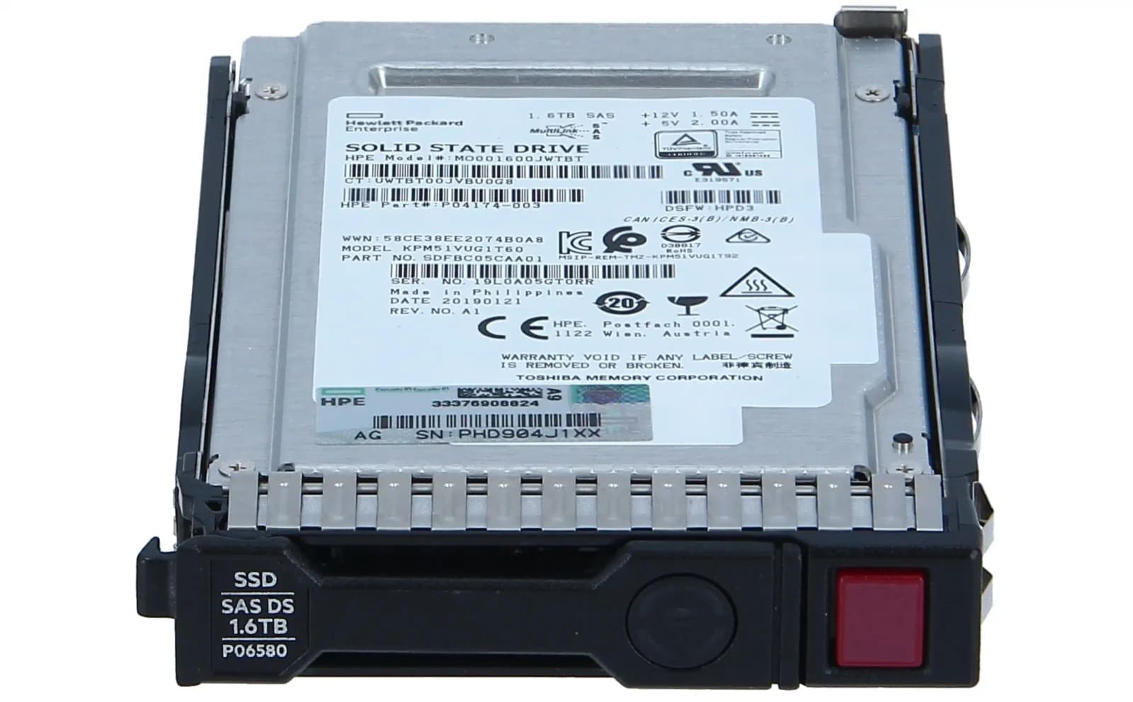 HP 1.6TB SAS Solid State Drive, Solid State Disk, Serial Attached SCSI (SAS) (P06580-001)