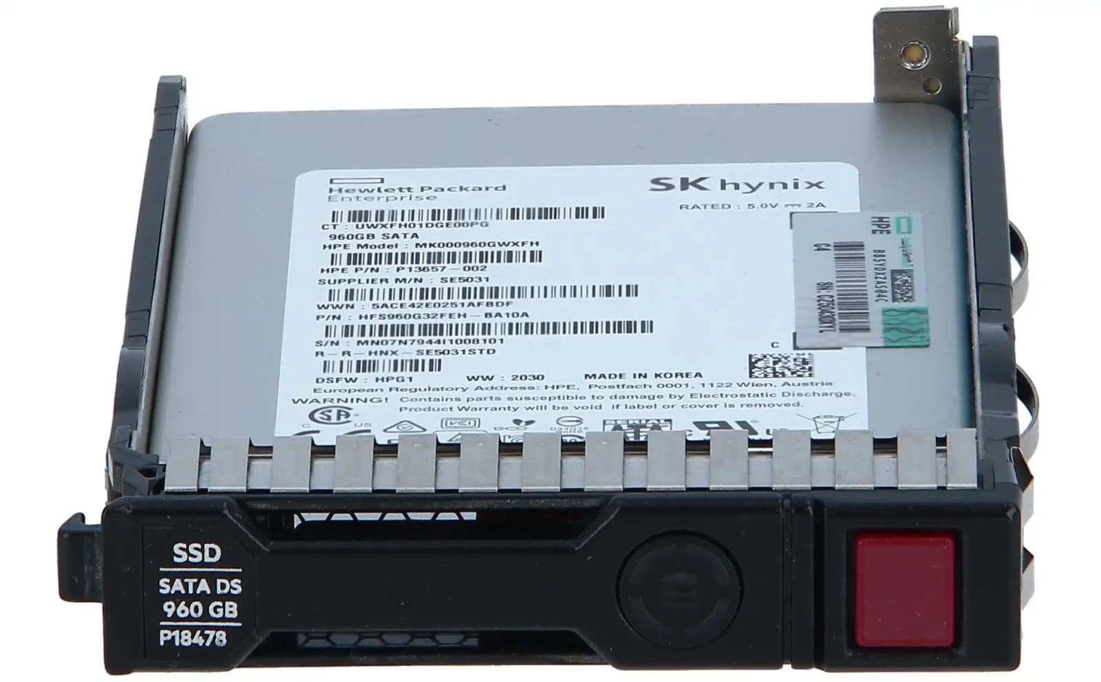 HP Mixed Use, SSD, 960 GB, hot-swap, 2.5" SFF, SATA 6Gb/s, Multi Vendor (P18434-B21)