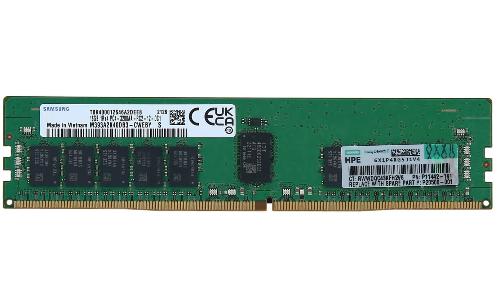 HPE 16GB (1 x 16GB) Single rank x4 DDR4-3200 CAS-22-22-22 registered smart memory kit (P20500-001)