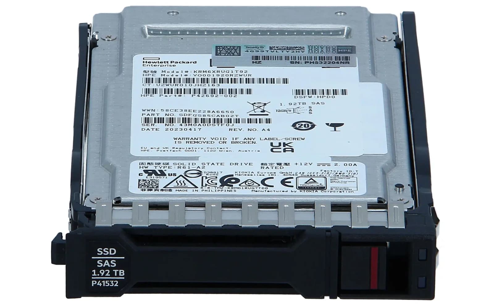 HPE Read Intensive, SSD, 1.92 TB, Hot-Swap, 2.5" SFF (6.4 cm SFF) (P40507-B21)