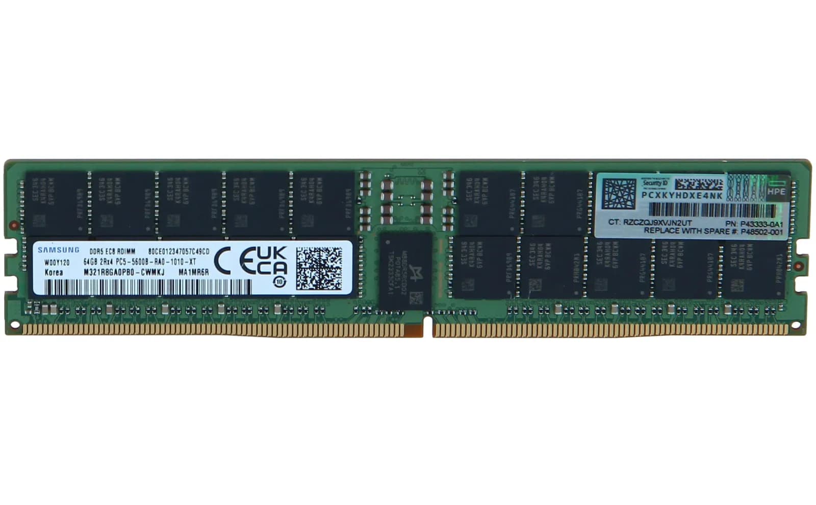 HPE SmartMemory, DDR5, module, 64 GB, DIMM 288-pin, 4800 MHz / PC5-38400, CL40, 1.1 V, registered, ECC (P43331-B21)