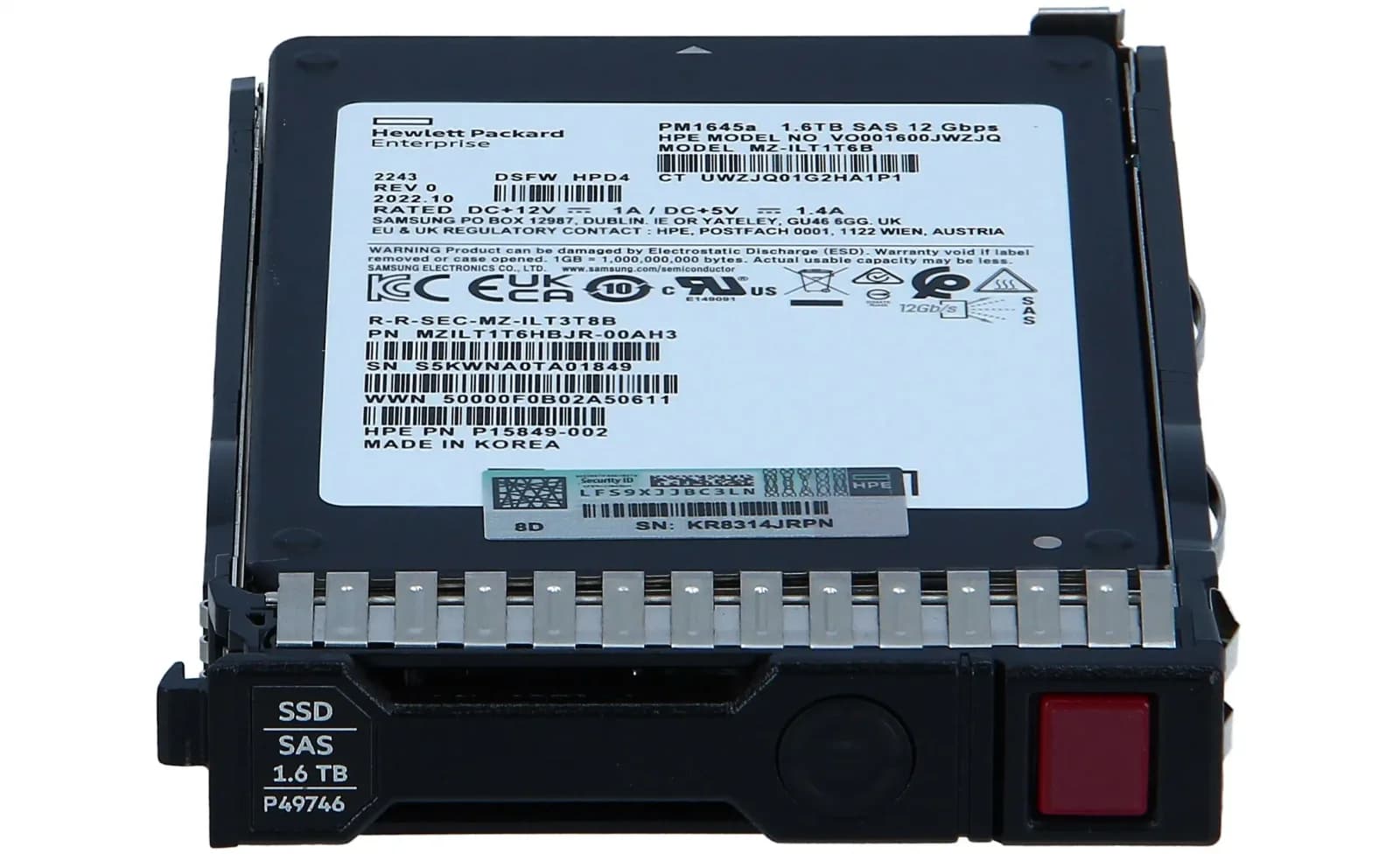 HPE SSD, Mixed Use, 1.6 TB, hot-swap, 2.5" SFF, SAS 12Gb/s, Multi Vendor (P49048-B21)