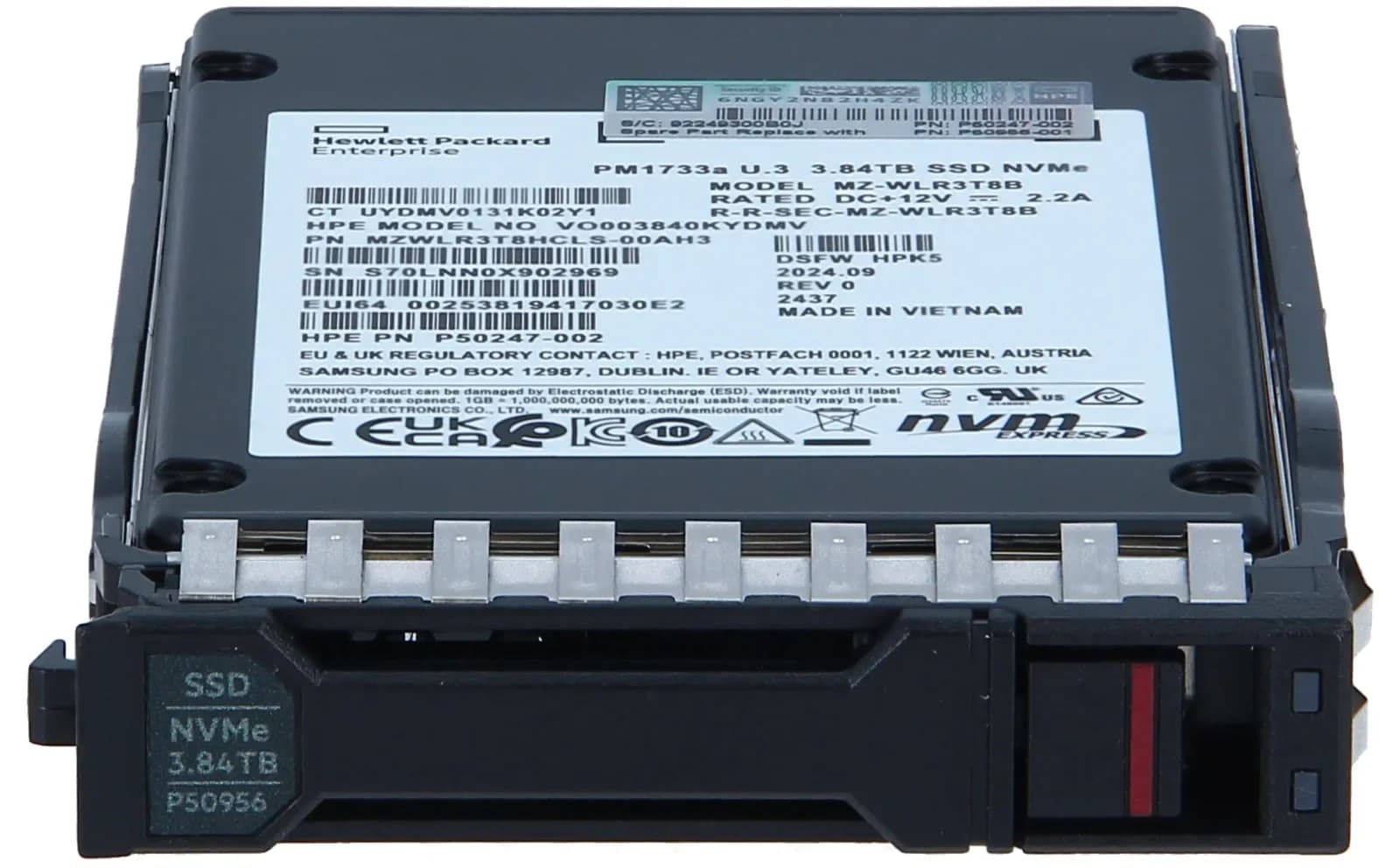 HPE SSD, Read Intensive, 3.84 TB, hot-swap, 2.5" SFF, U.3 PCIe 4.0 (NVMe) (P50219-B21)