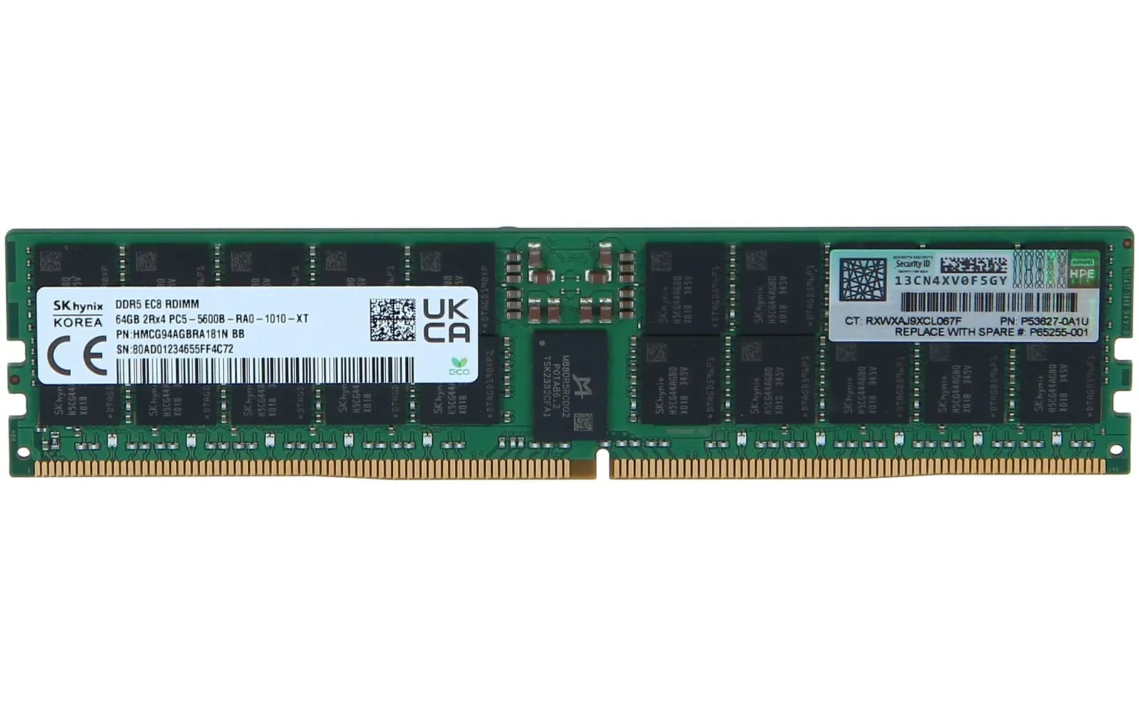 HPE 64GB (1x64GB) Dual Rank x4 DDR5-5600 CAS-46-45-45 EC8 Registered Smart Memory Kit (P64707-B21)