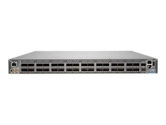Juniper QFX Series QFX5220, 32 QSFP-DD/QSFP+/QSFP28 ports, redundant fans, 2 AC power supplies, back-to-front airflow (QFX5220-32CD-AFI)