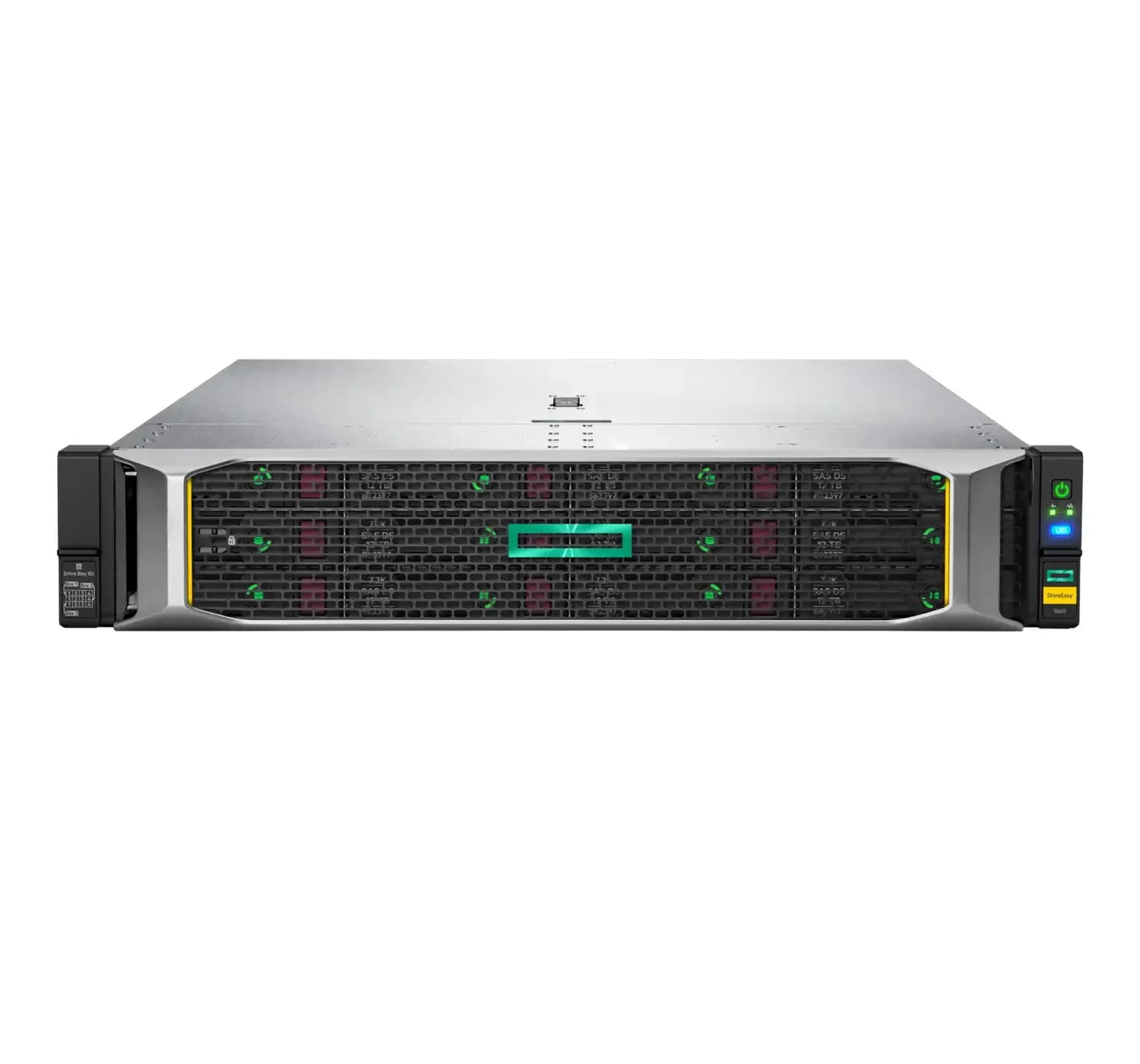 HPE StoreEasy 1660 Expanded Storage, NAS server, 28 bays, rack-mountable, SATA 6Gb/s / SAS 12Gb/s SSD 2, RAID 0 1 5 6 10 50 60, 1 ADM, 10 (R0R67A)