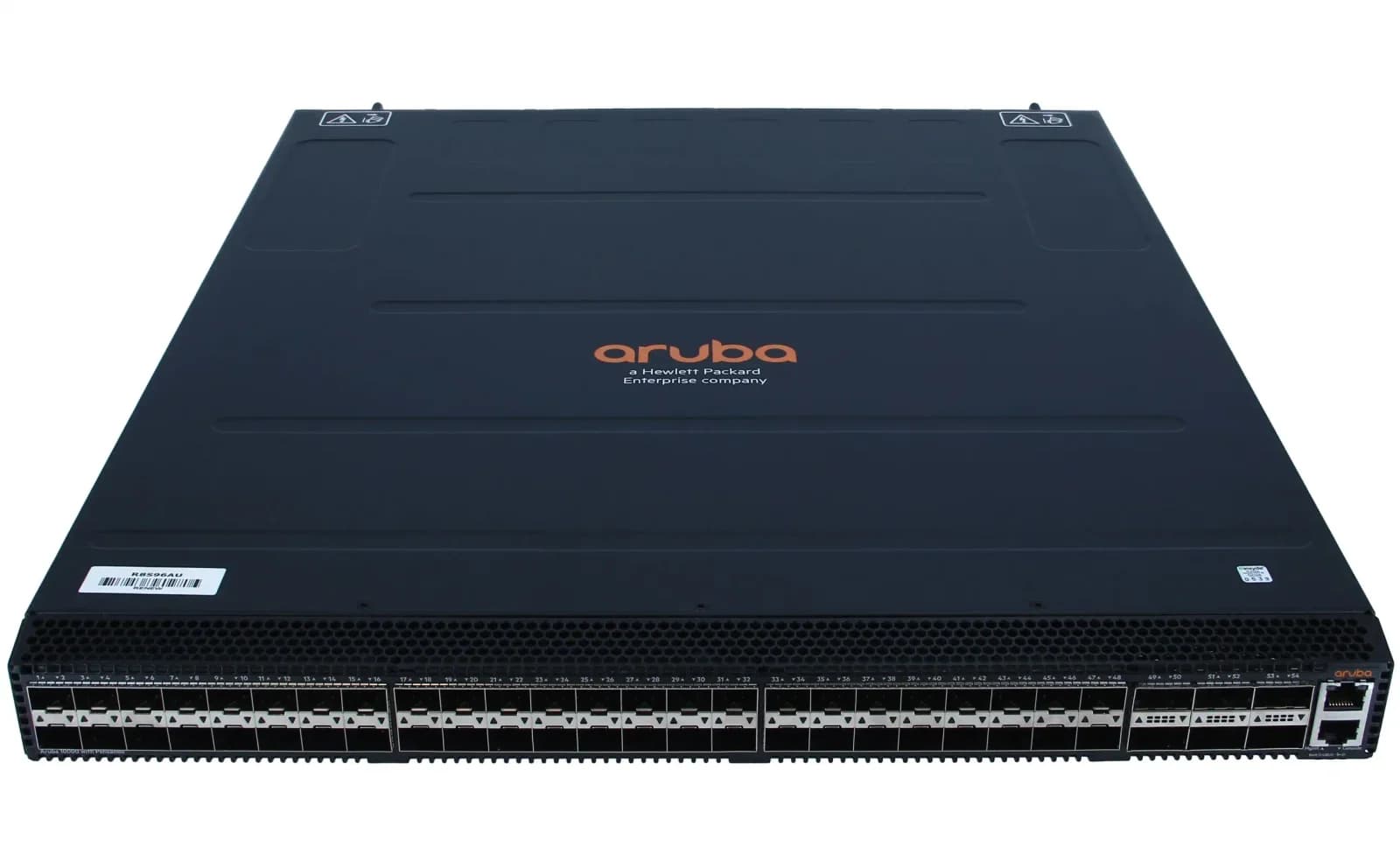 HPE Aruba CX 10000-48Y6C, Switch, L3, Managed, 48 x 1/10/25 Gigabit Ethernet SFP / SFP+ / SFP28 + 6 x 40/100 Gigabit QSFP+ / QSFP28, front (R8P13A)
