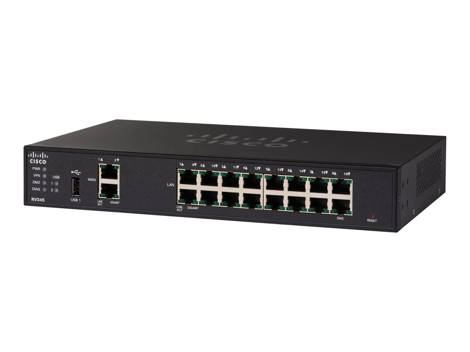 Cisco RV345 daxili Ethernet portu, qara kabel router (RV345-K9-G5)