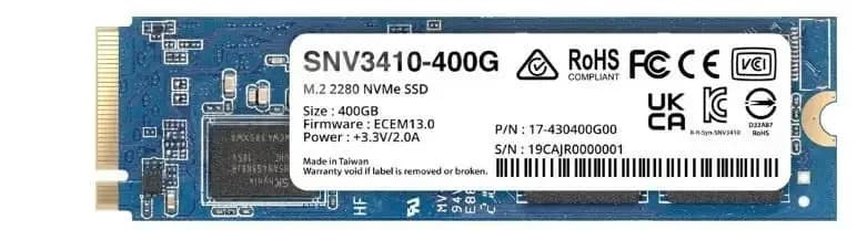 Synology SNV3410, SSD, 400 GB, daxili, M.2 2280, PCIe 3.0 x4 (NVMe) (SNV3410-400G)