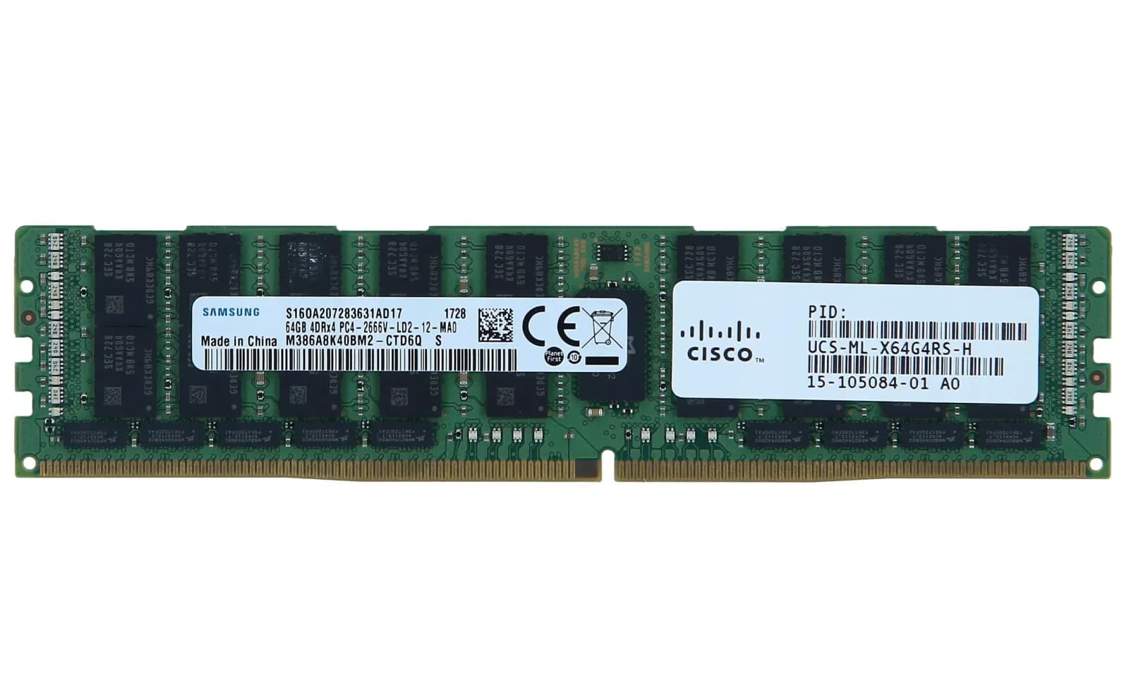 Samsung 64GB (1X64GB) 4DRX4 PC4-21300V-L DDR4-2666MHZ MEM KIT (UCS-ML-X64G4RS-H)