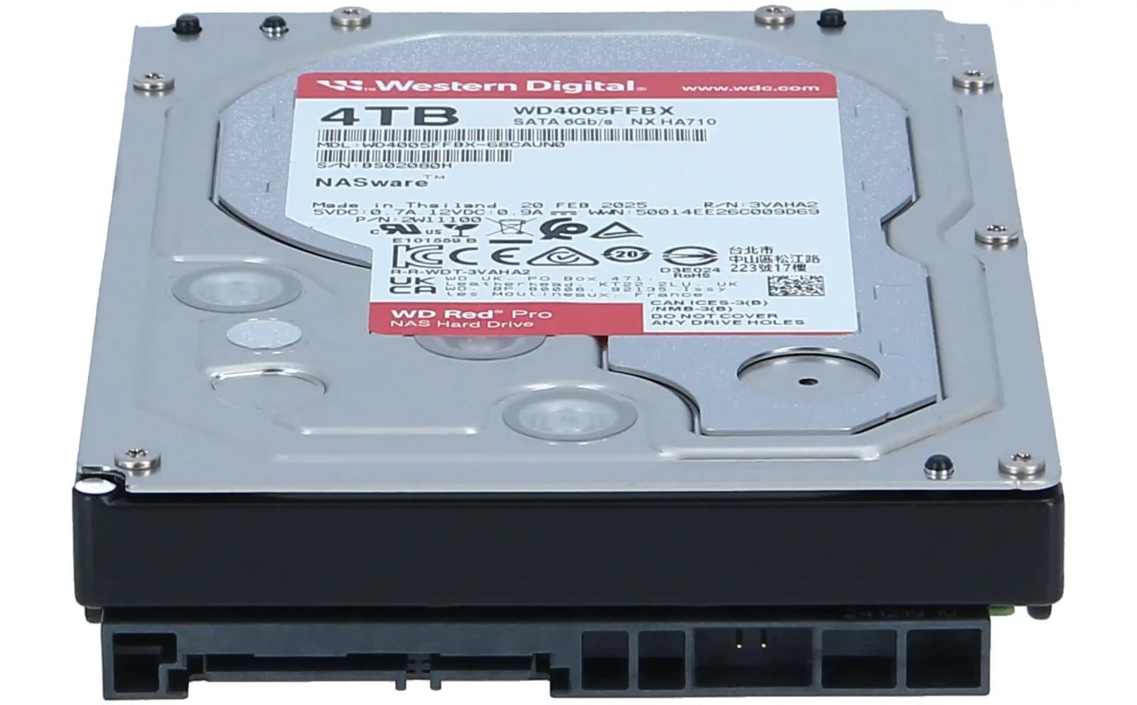 Western Digital Red Pro, Hard drive, 4 TB, internal, 3.5", SATA 6Gb/s, 7200 rpm, buffer: 256 MB (WD4005FFBX)