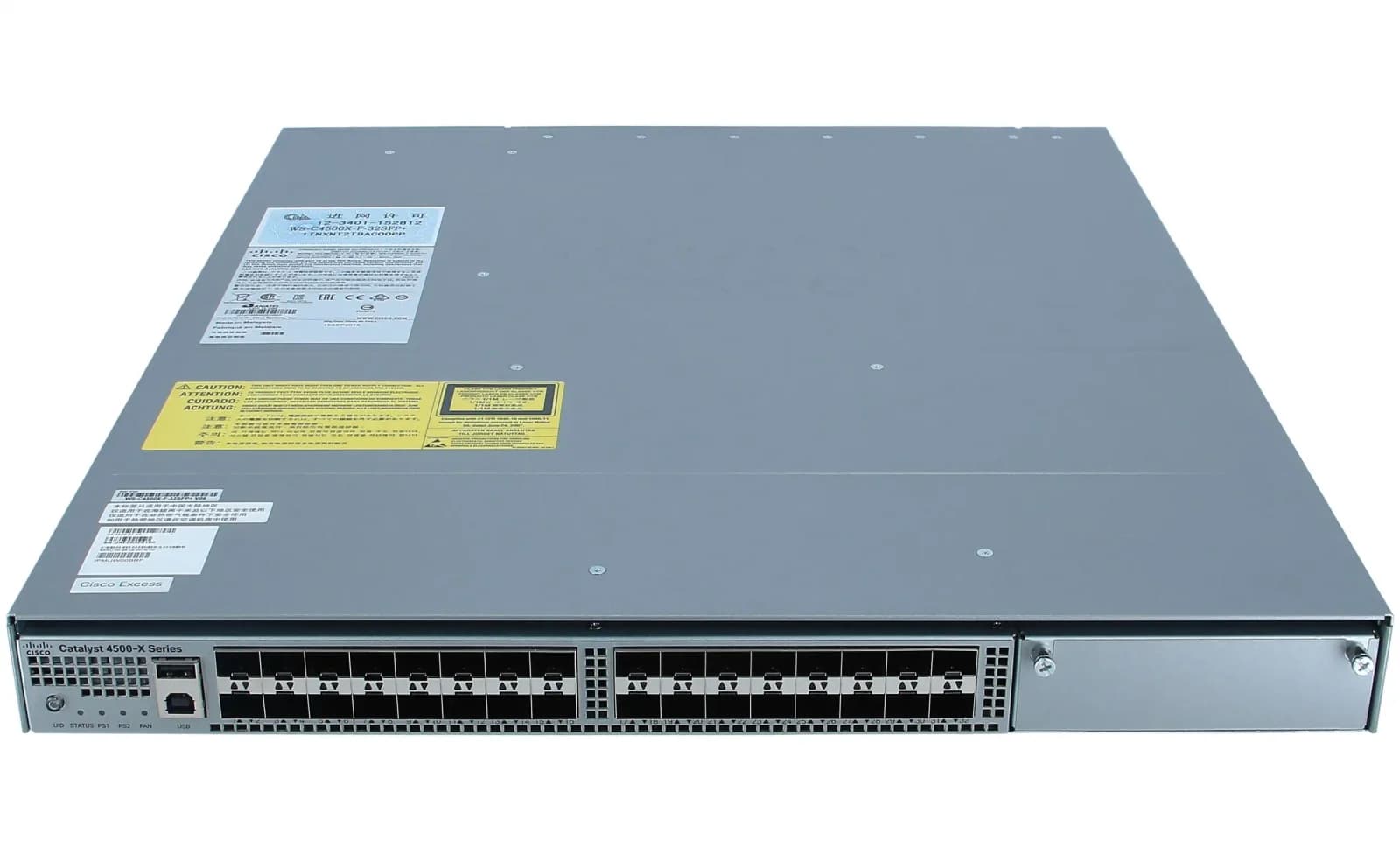 Cisco Catalyst 4500-X 32 Port 10G IP Base, Back-to-Front, No P/S (WS-C4500X-F-32SFP)