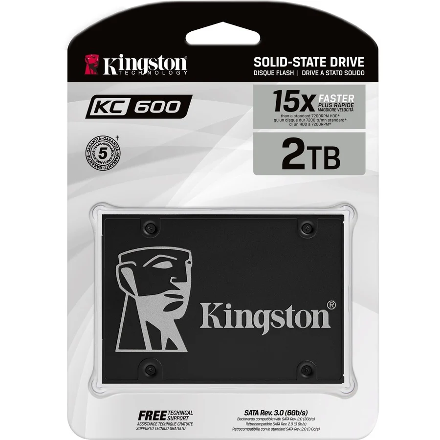2.5 SATA SSD 2TB SSD KC600 SATA3 2.5 DWPD 0.32 Warranty 5 Yrs R 550 W 520 SLC cache 288GB DRAM cache 2GB (SKC600 2048G) 2.5" SATA SSD — 2TB SSD | KC600 | SATA3 2.5" | DWPD: 0.32 | Warranty: 5 Yrs | R:550/W:520 | SLC cache 288GB | DRAM cache: 2GB (SKC600/2048G) - Image 1