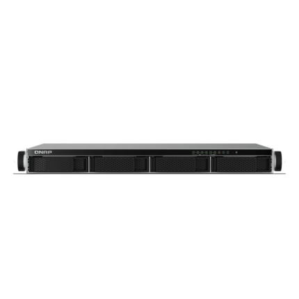 4-bay 1U rackmount NAS, Intel Celeron 4-core CPU; 8GB RAM; 4 x SATA bays; 2 x M.2 PCIe slot; 2 x 2.5GbE LAN; USB (TS-464eU-8G)