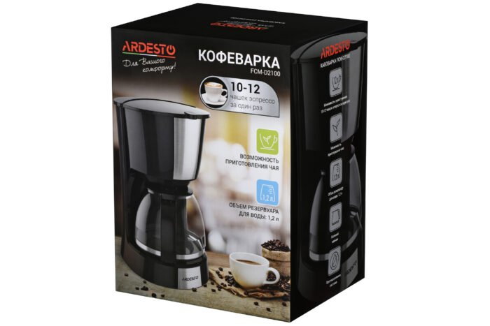 ARDESTO Coffee maker drip 1.2l, ground, black-silver (FCM-D2100)7