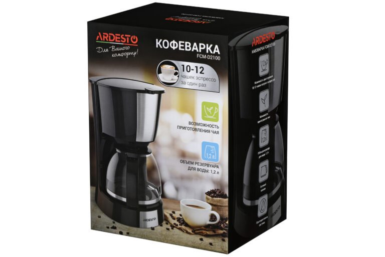ARDESTO Coffee maker drip 1.2l, ground, black-silver (FCM-D2100)7