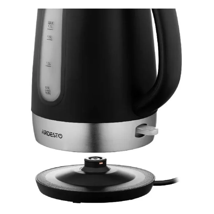 ARDESTO Electric kettle , 1.7L, plastic, matte, Strix, black-silver (EKL-F19B)4