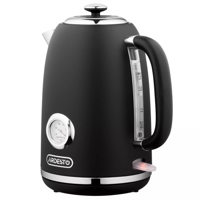 ARDESTO Electric kettle Vintage Dream, 1.8L, metal, matte, Strix, black (EKL-F410BM)2