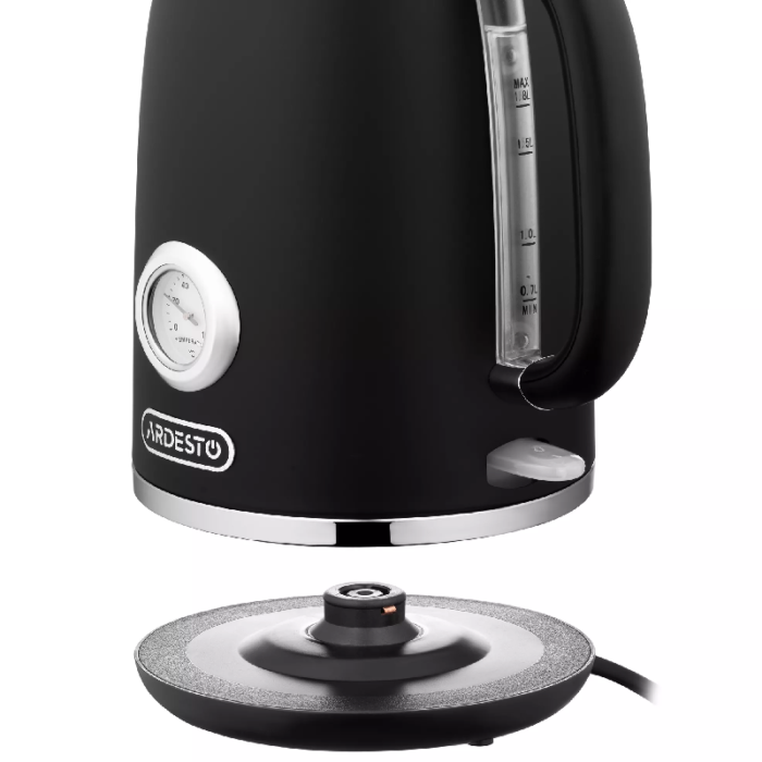 ARDESTO Electric kettle Vintage Dream, 1.8L, metal, matte, Strix, black (EKL-F410BM)3