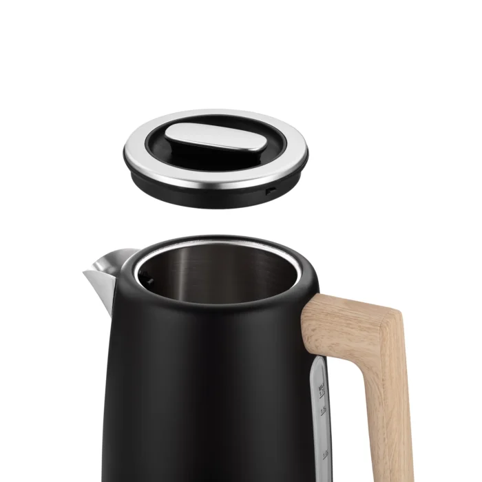 ARDESTO Electric kettle Wood Modern, 1.7L, metal, matte, Strix, black (EKL-F420BWD)3