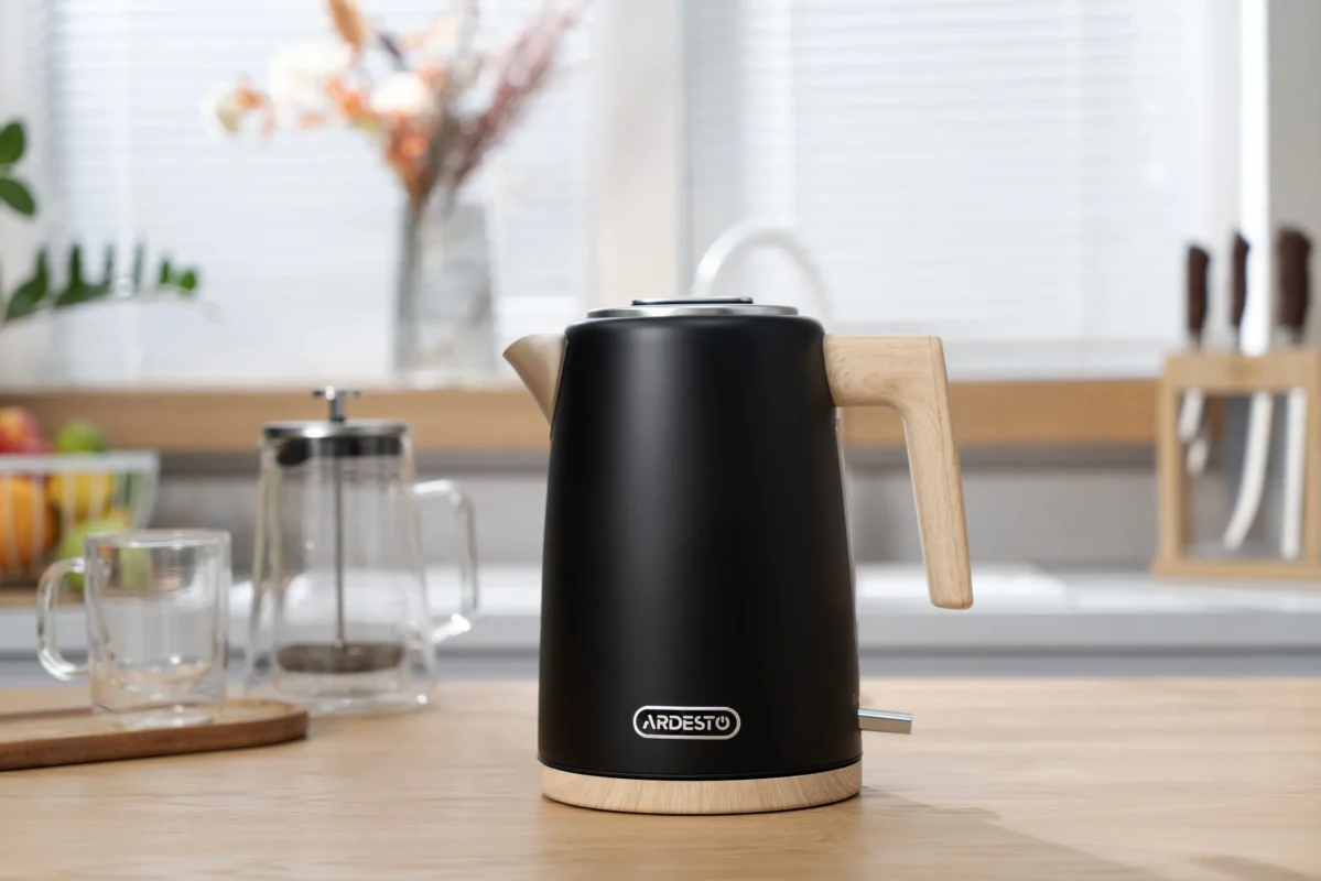 ARDESTO Electric kettle Wood Modern, 1.7L, metal, matte, Strix, black (EKL-F420BWD)5