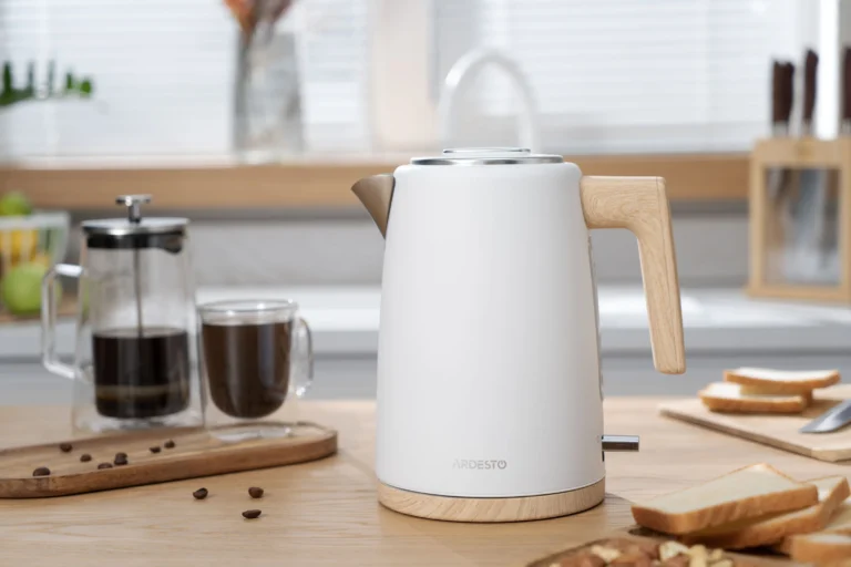 ARDESTO Electric kettle Wood Modern, 1.7L, metal, matte, Strix, white (EKL-F420WWD)4