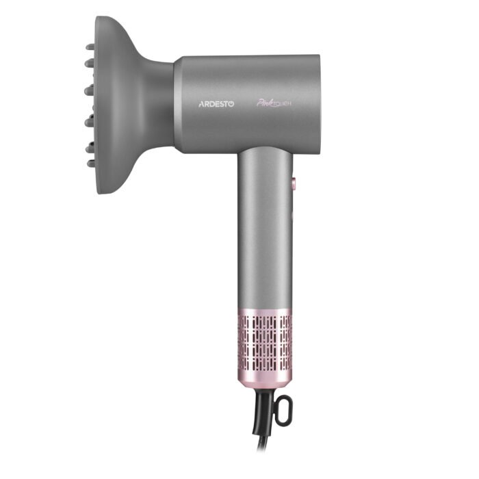 ARDESTO Hair Dryer Pink Tuch,1600W, 2 speeds, 3 temperature settings, ionization, diffuser, magnetic attachments, gray+pink (HD-R300PT)3