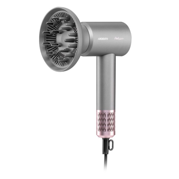 ARDESTO Hair Dryer Pink Tuch,1600W, 2 speeds, 3 temperature settings, ionization, diffuser, magnetic attachments, gray+pink (HD-R300PT)4