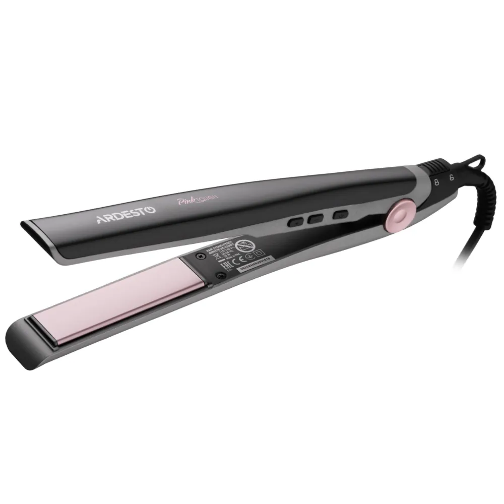 ARDESTO Hair straightener Pink Touch, 32W, 110-200C, ceramics, gray+pink (HS-R350PT) ARDESTO Hair straightener Pink Touch, 32W, 110-200C, ceramics, gray+pink (HS-R350PT)