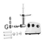 ARDESTO Meat grinder , 1600W, 1.6kg min, 3 cutting plates, sausages nozzle, plastik, white 2