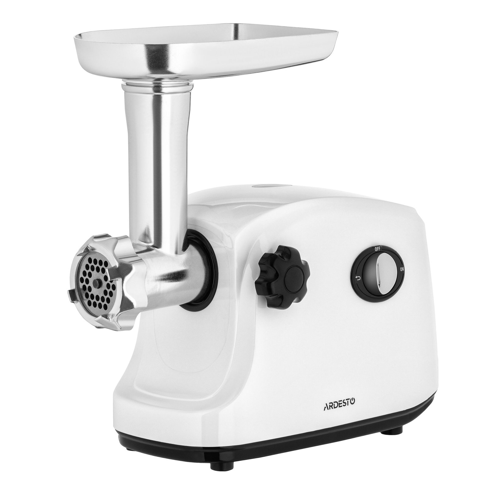 ARDESTO Meat grinder , 1600W, 1.6kg min, 3 cutting plates, sausages nozzle, plastik, white ARDESTO Meat grinder , 1600W, 1.6kg min, 3 cutting plates, sausages nozzle, plastik, white