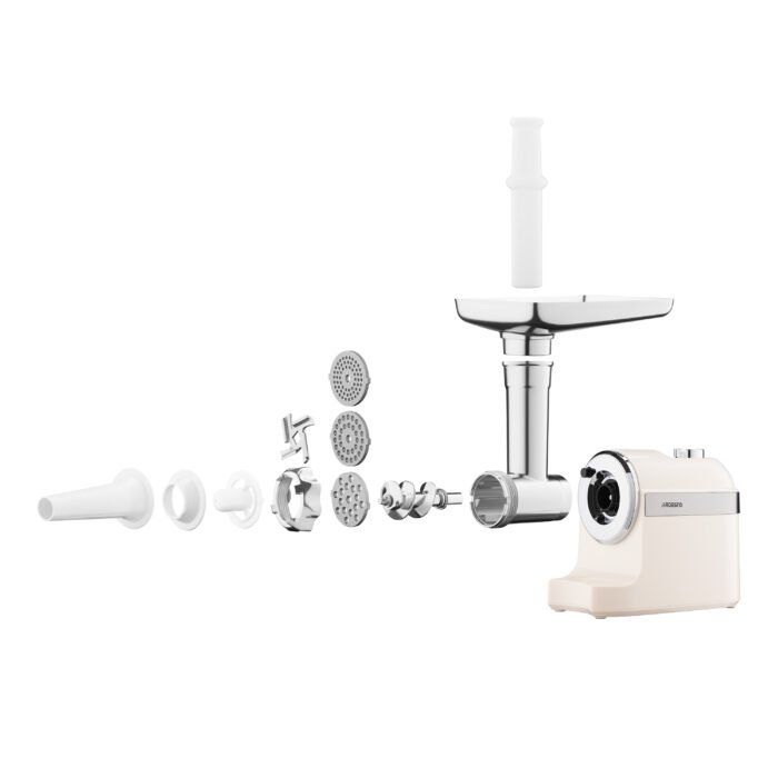 ARDESTO Meat grinder , 1800W, 2kg min, 3 cutting plates, sausages nozzle, plastik, beigе-silver (MGK-1800BG) 3