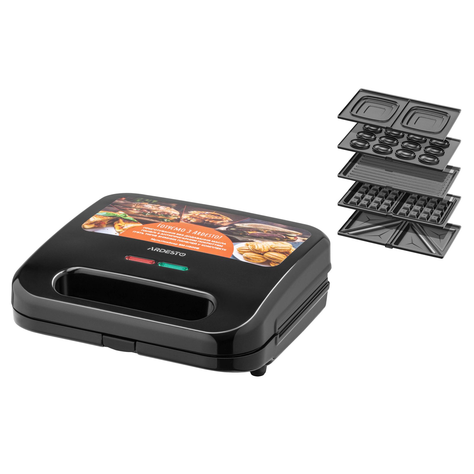 ARDESTO Multi-maker 700W, set-5 plates, device body-plastic, black (SM-H500B) ARDESTO Multi-maker 700W, set-5 plates, device body-plastic, black (SM-H500B)